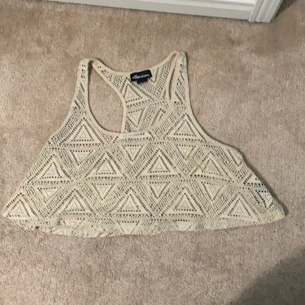 Cream Mesh Crop Top
